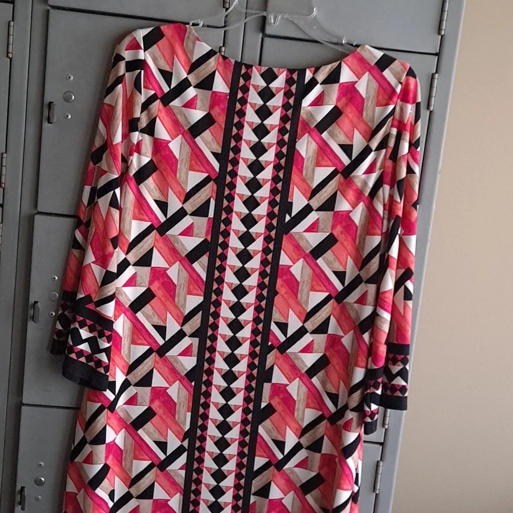 Ladies geometric print polyester dress size 14 - Picture 7 of 9